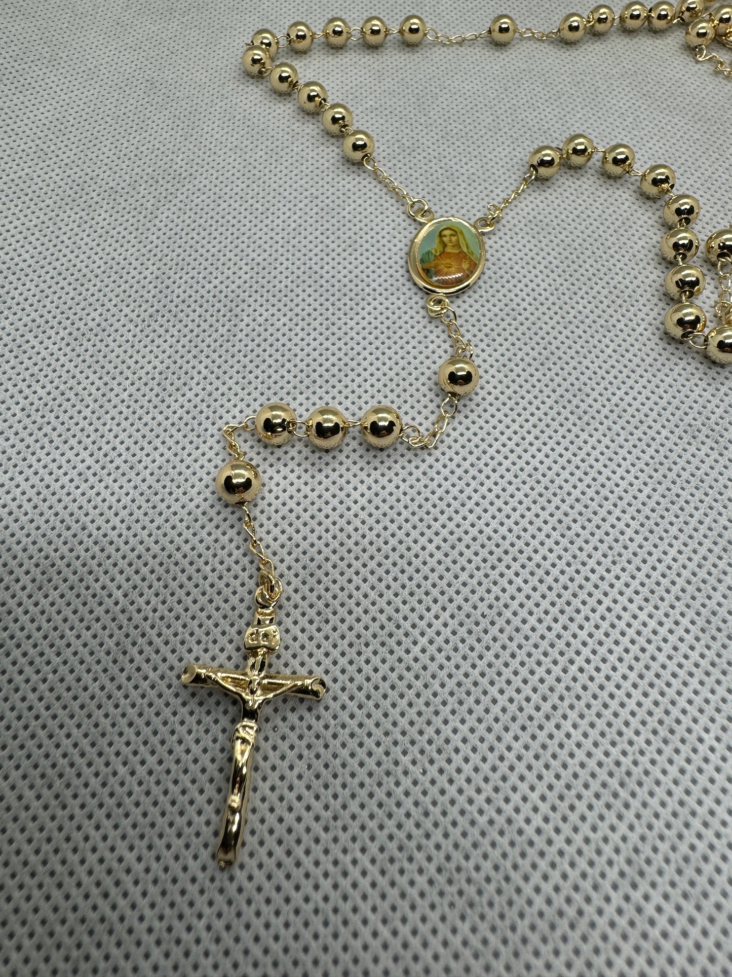 18ct Gold Filled Rosary Necklace Chain with Cross Pendant 60cm x 4mm