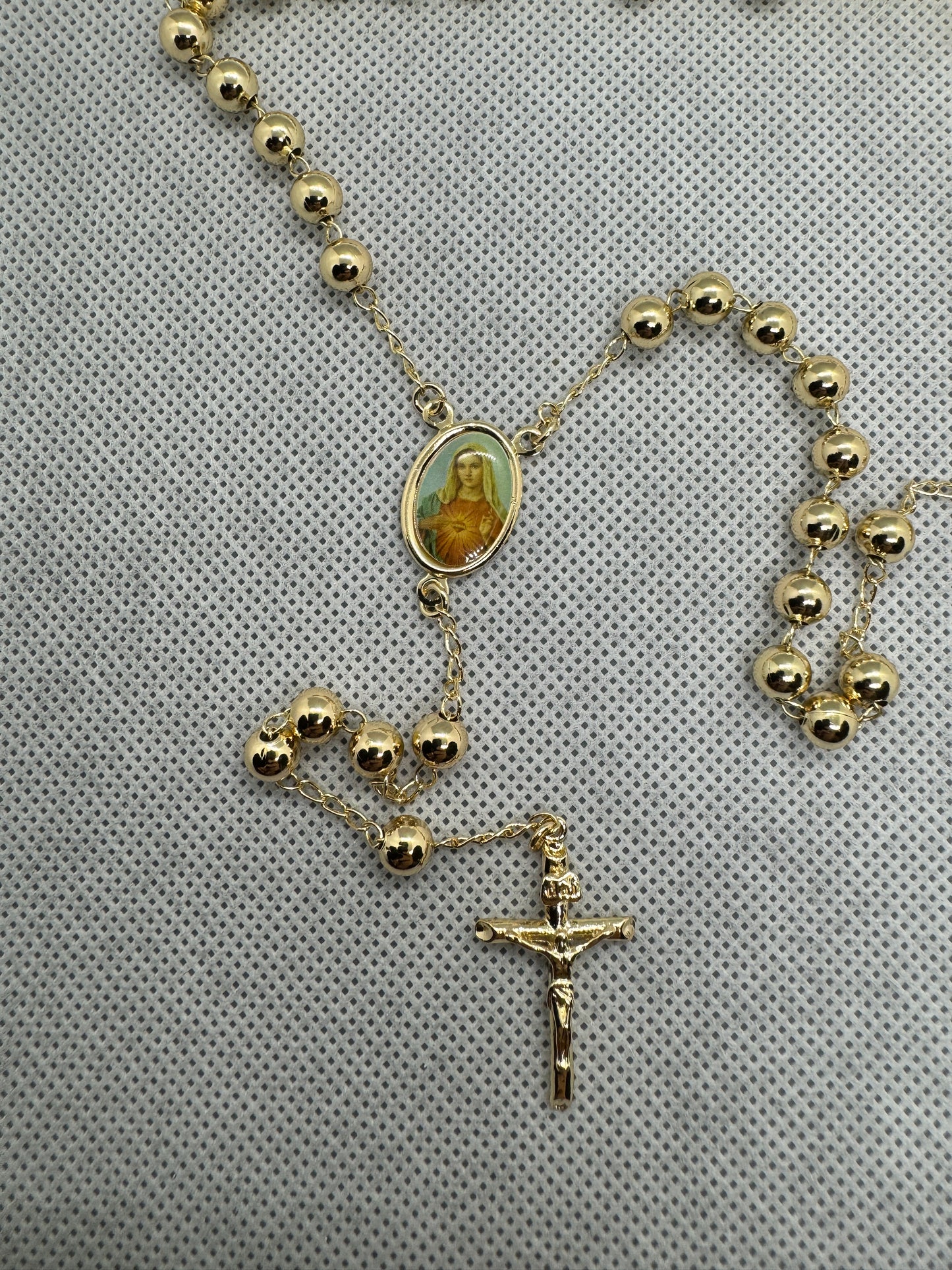 18ct Gold Filled Rosary Necklace Chain with Cross Pendant 60cm x 4mm