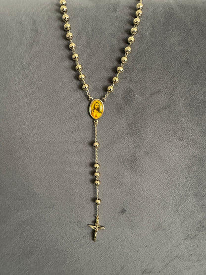 18ct Gold Filled Rosary Necklace Chain with Cross Pendant 60cm x 4mm