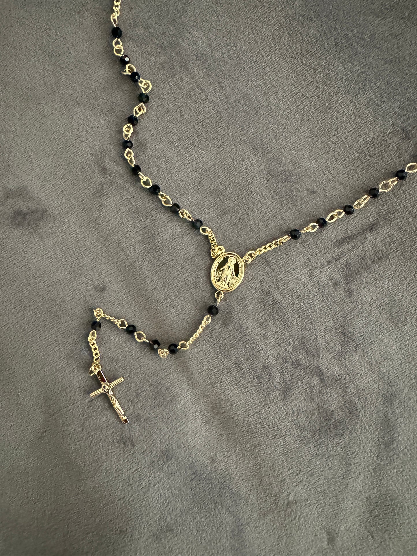 18ct Gold Filled Rosary Necklace Chain with Cross Pendant 60cm x 4mm