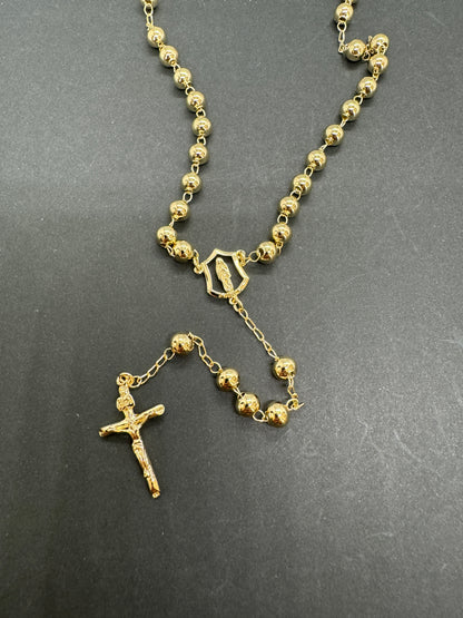 18ct Gold Filled Rosary Necklace Chain with Cross Pendant 60cm x 4mm