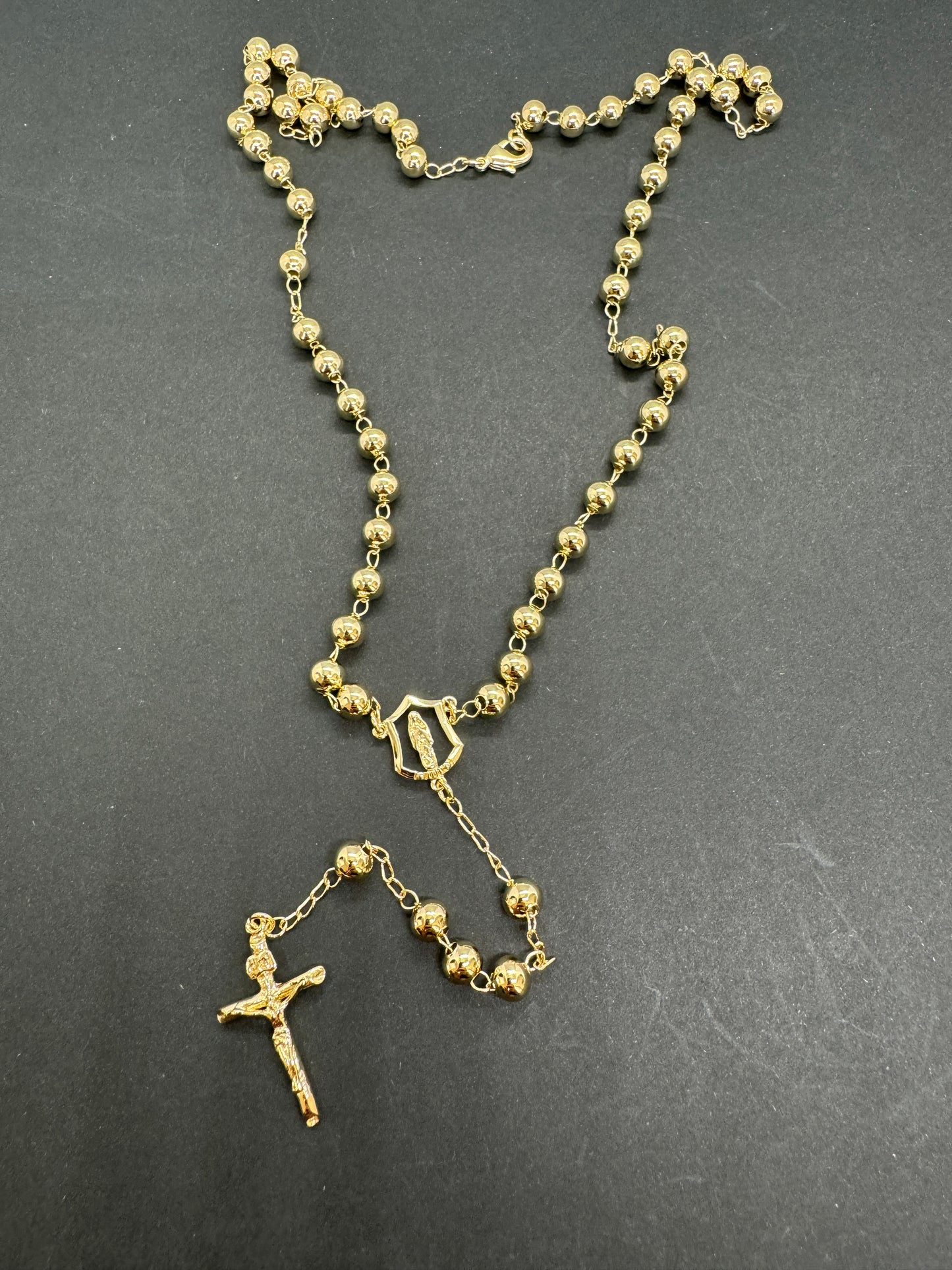 18ct Gold Filled Rosary Necklace Chain with Cross Pendant 60cm x 4mm