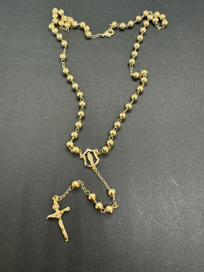 18ct Gold Filled Rosary Necklace Chain with Cross Pendant 60cm x 4mm