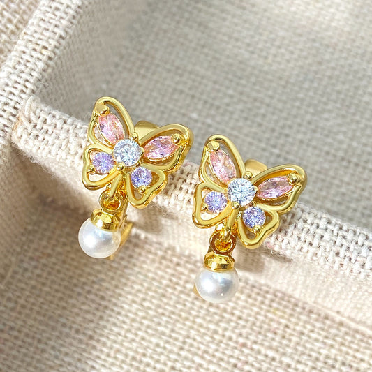 18ct Gold Filled Hoop Earring with Zirconia Stone