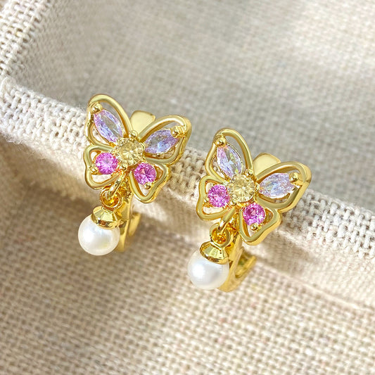 18ct Gold Filled Hoop Earring with Zirconia Stone V2