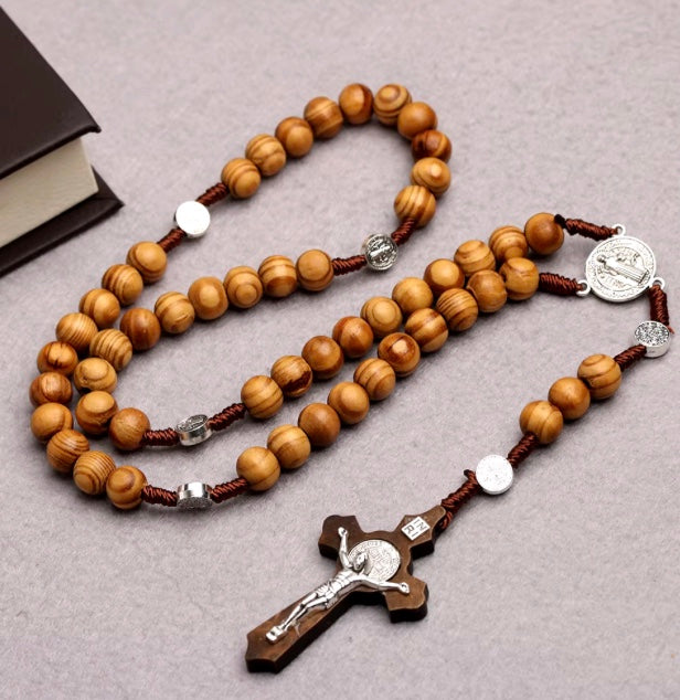 18ct Gold Filled Rosary Necklace Chain with Cross Pendant