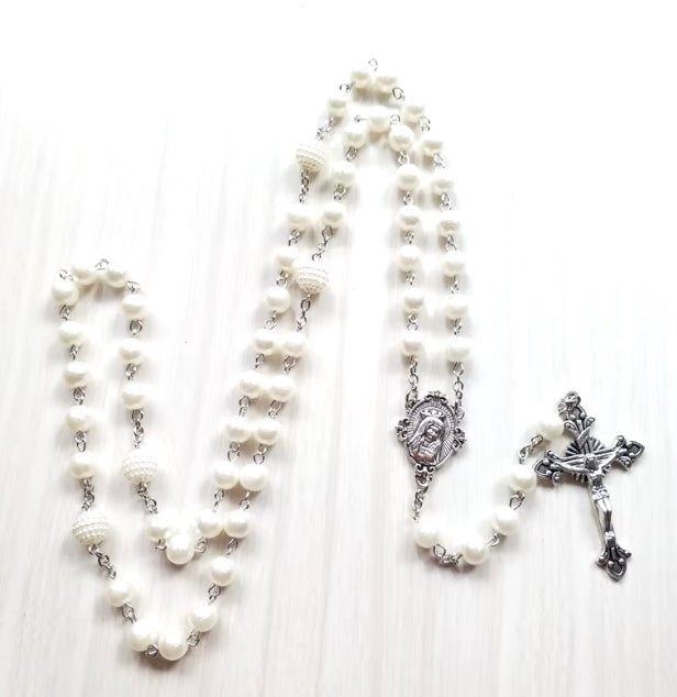 18ct Gold Filled Rosary Necklace Chain with Cross Pendant